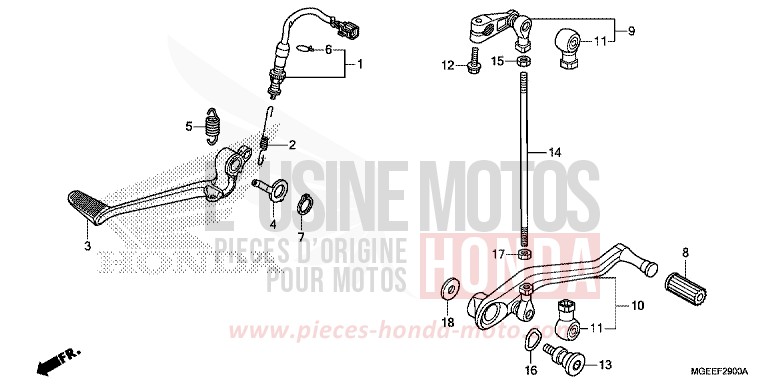 PEDALE de VFR1200F DCT CANDY PROMINENCE RED (R342) 2015